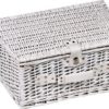 White Wicker Picnic Basket for 4 - closed