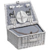 White Wicker Picnic Basket for 4 - open1