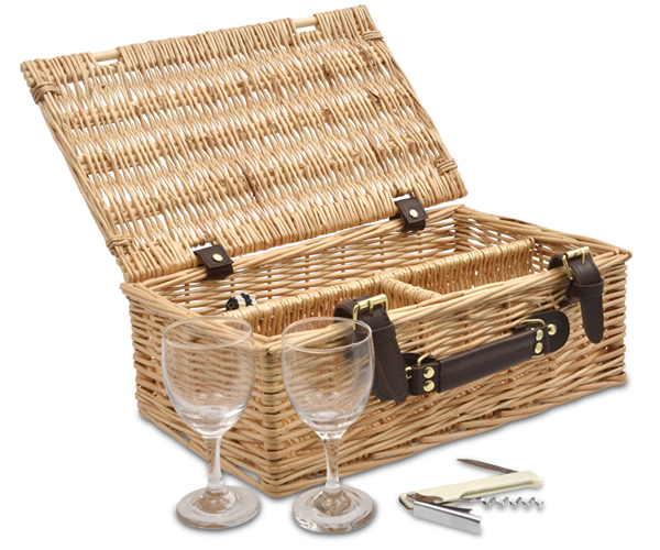 Wicker Natural Wine Picnic Basket